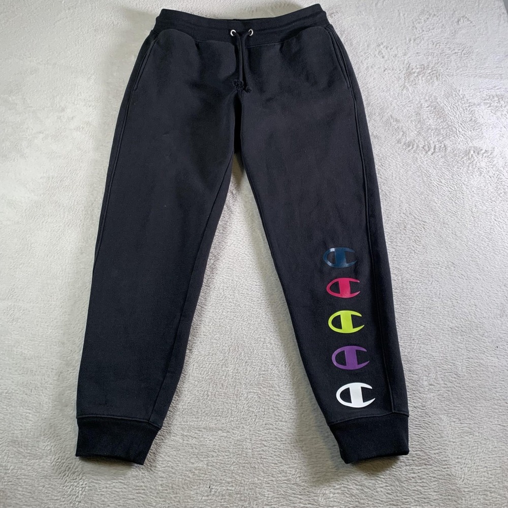 Champion Reverse Weave Sweatpants Mens Medium Black Fleece Jogger C Logo Leg